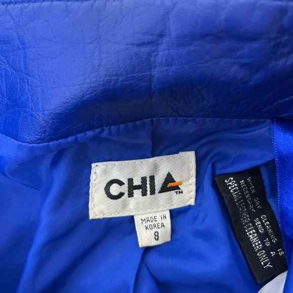 Vintage Chia Blue leather skirt High Waisted Womens Size 8 - Picture 3 of 3